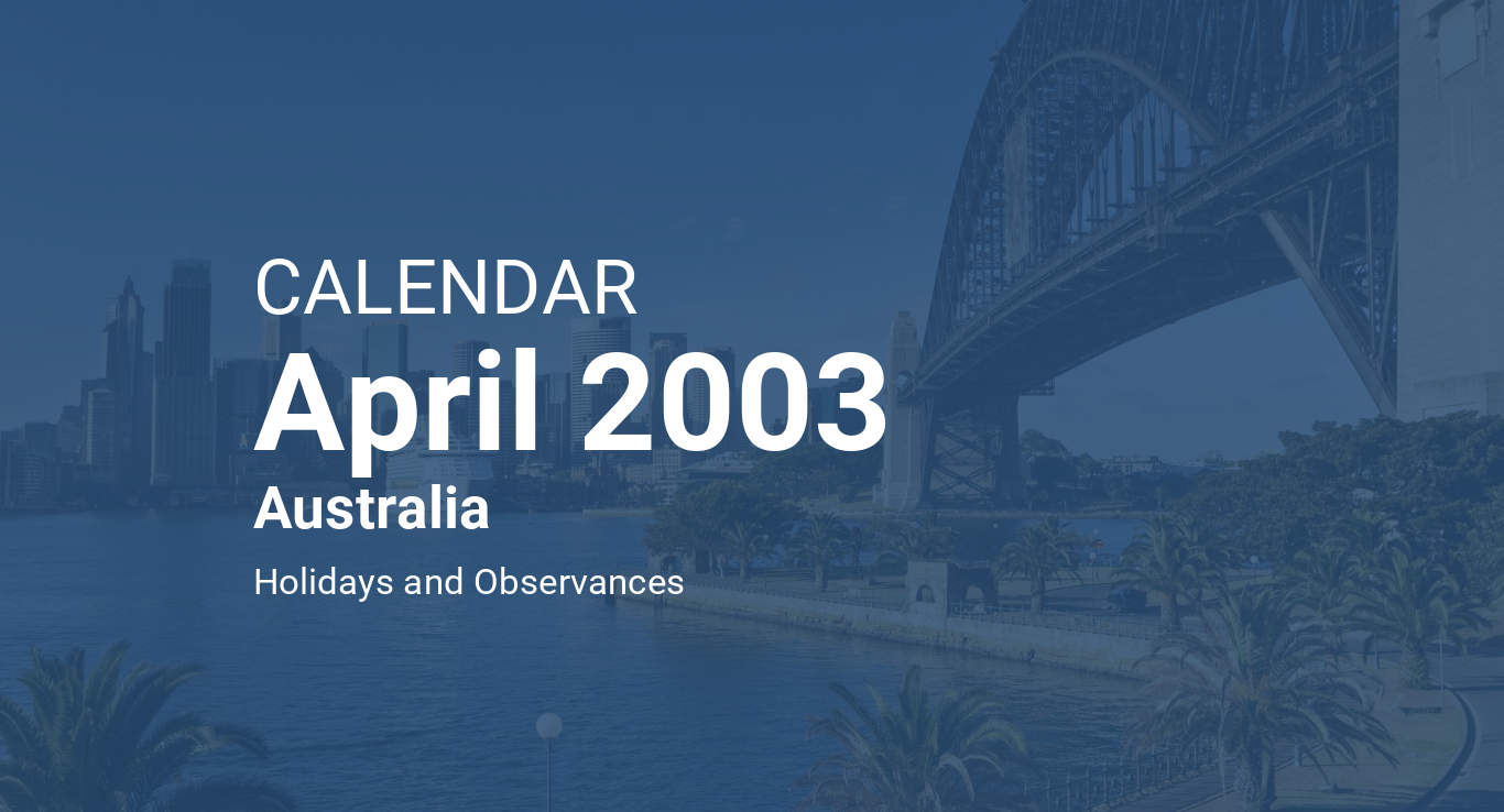 April 2003 Calendar Australia
